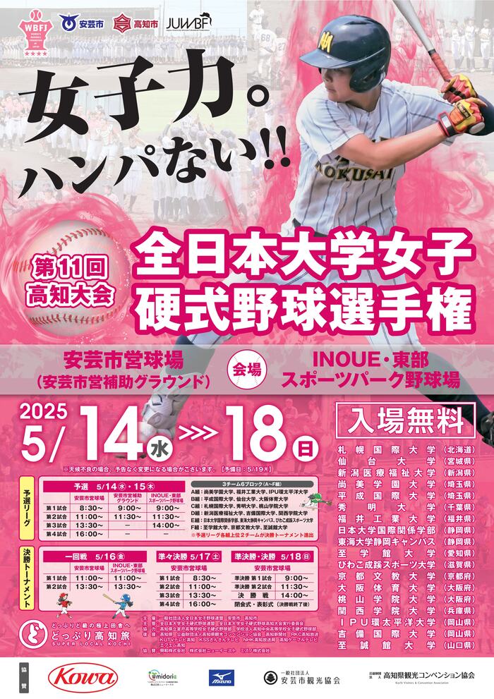 第11回全日本大学女子硬式野球選手権高知大会